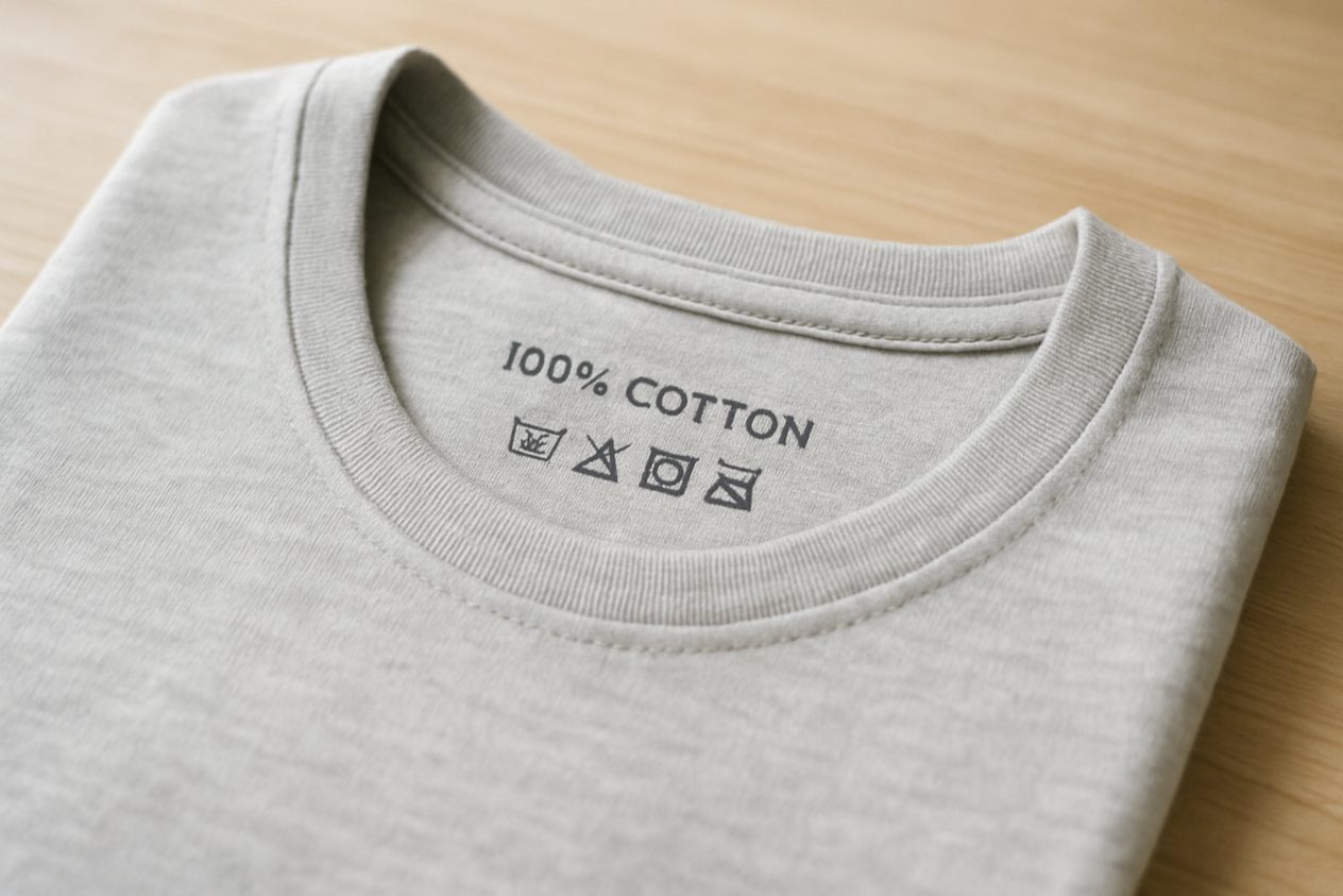 Tagless heat-transfer label inside a t-shirt neck