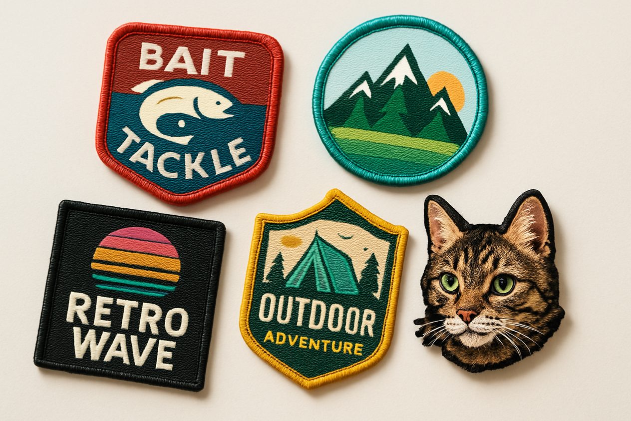 Custom high-density damask woven patches with fine detail