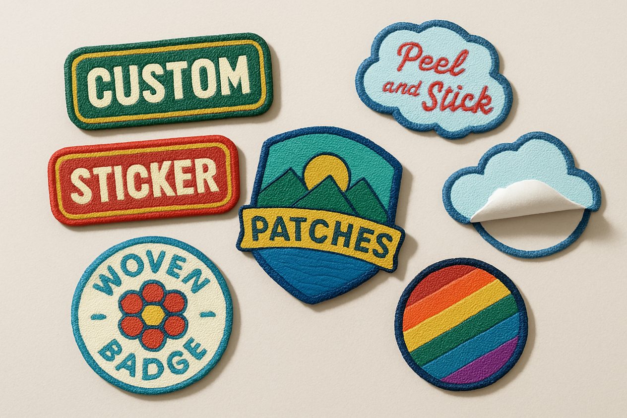 Custom woven sticker patches with adhesive backing